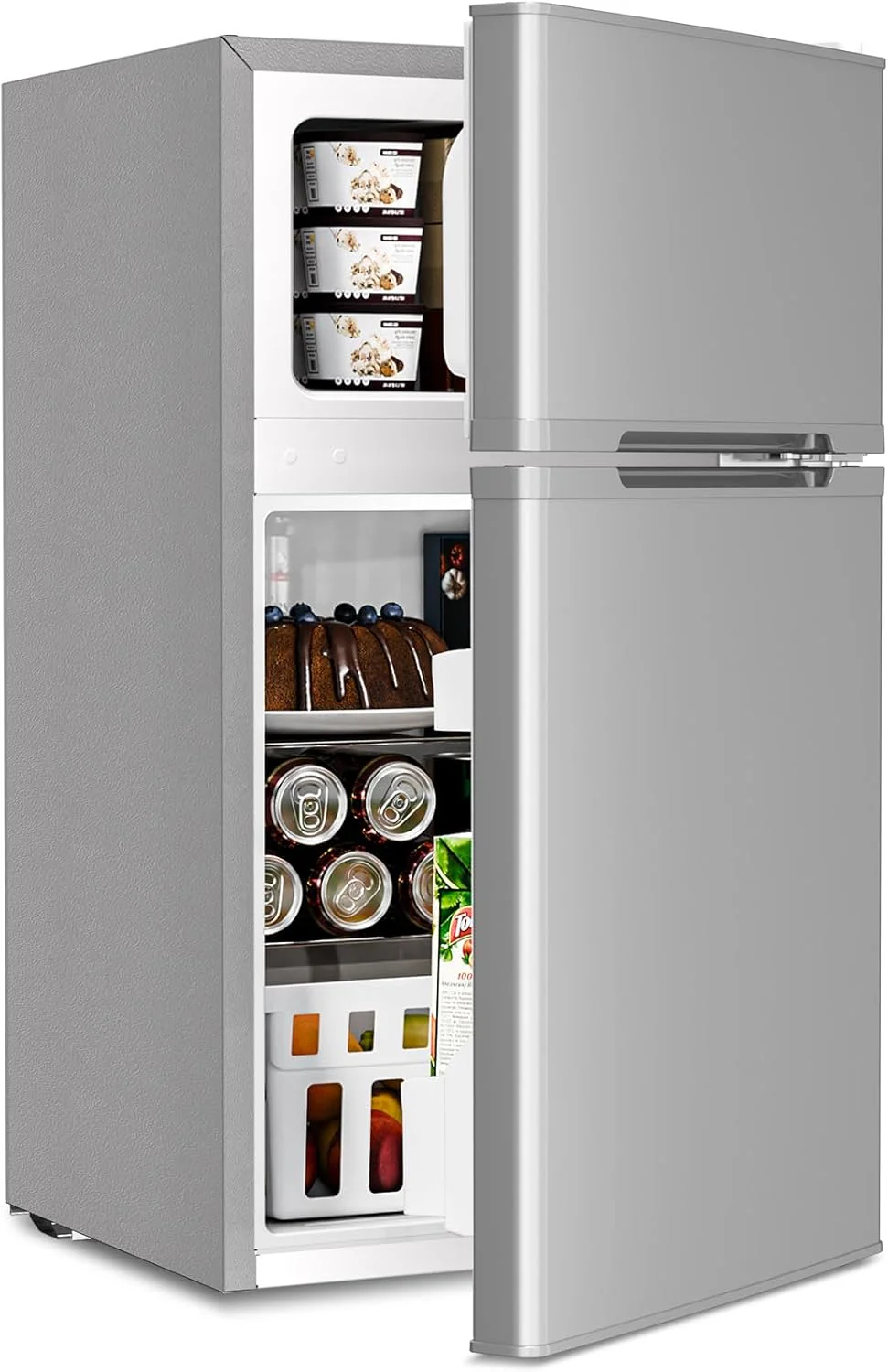 Antarctic Star 3.2 Cu.Ft,Mini Refrigerator with Freezer,Double Door Mini Fridge,Compact Refrigerator,Adjustable Thermostat,Mini Refrigerator for Bedroom/Office/Dorm/Kitchen(BLACK)